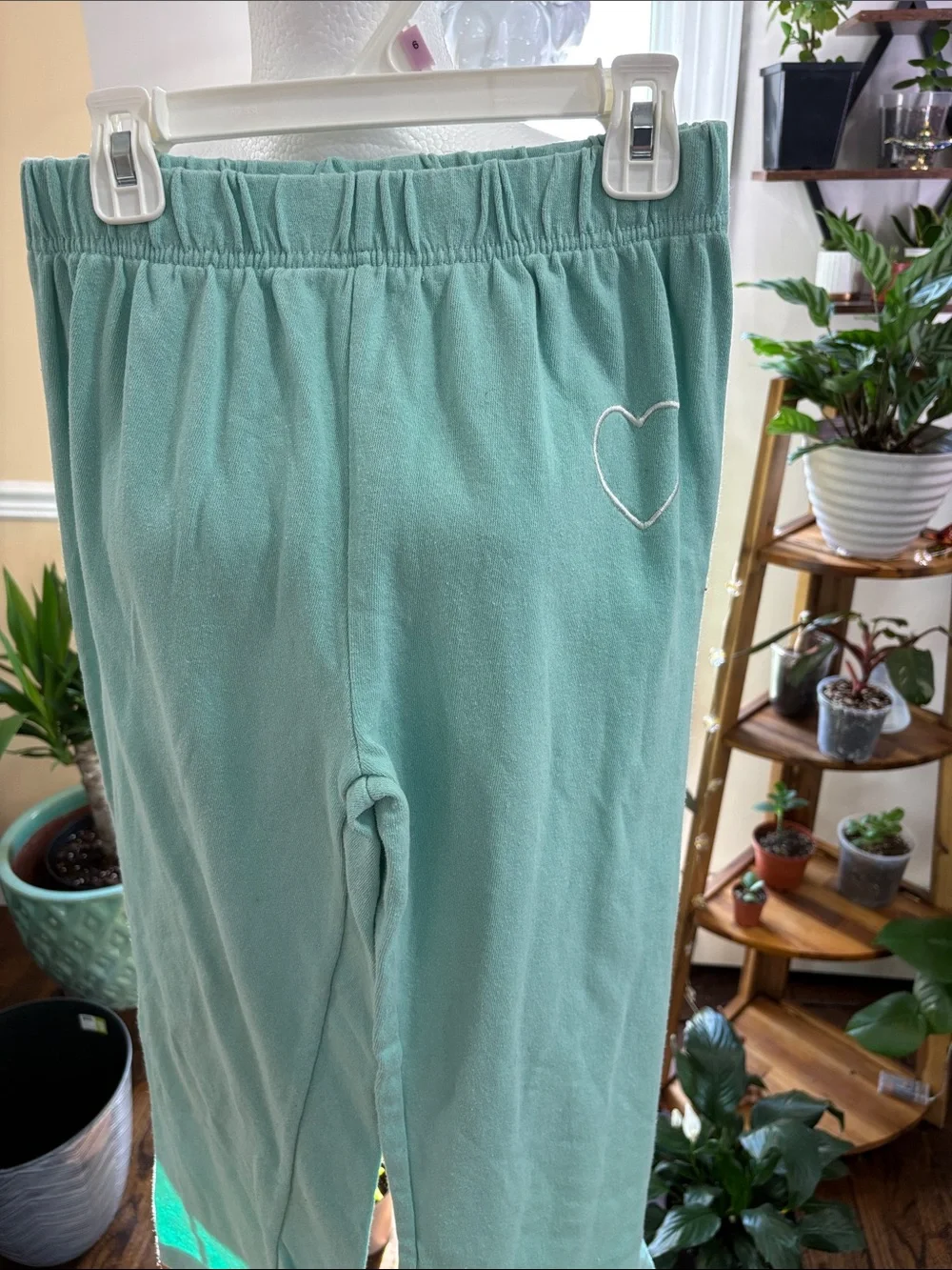 Vintage Havana Mint Green Cozy Sweatpants with Heart Embroidery size 14